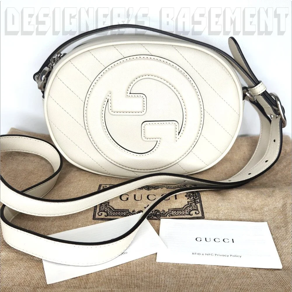 GUCCI mystic white BLONDIE MINI Matelasse Leather Oval Interlocking GG charm Bag - Picture 2 of 10